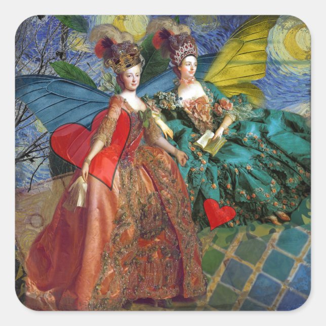 Classic Gothic Gemini Whimsical Butterfly Weibchen Quadratischer Aufkleber (Vorderseite)