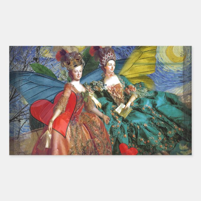 Classic Gothic Gemini Whimsical Butterfly Weibchen Rechteckiger Aufkleber (Vorderseite)