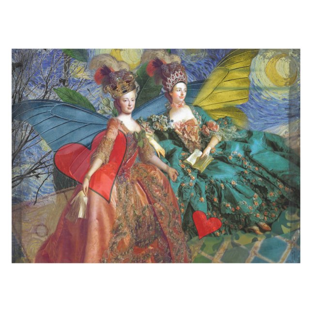 Classic Gothic Gemini Whimsical Butterfly Weibchen Tischdecke (Vorderseite (Horizontal))