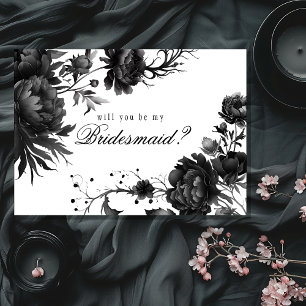 Classic Gothic White Bridesmaid Vorschlagskarte Einladung