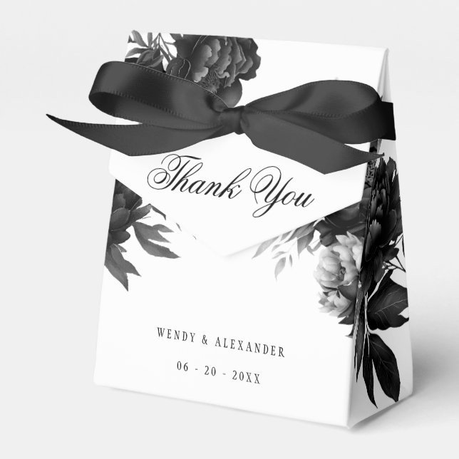 Classic Gothic White Wedding Vielen Dank Geschenkschachtel (Vorderseite)