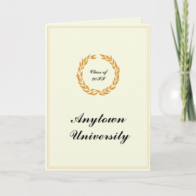 Classic Graduation Faire-part 5x7 Gold Bordure (Devant)
