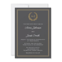 Classic Gray Laurel Wreath Monogram Elegant Photo