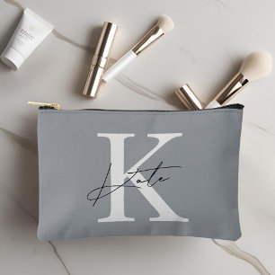 Classic Gray Monogram Bridesmaid-Geschenk Zubehörtasche