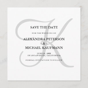 Classic Gray Monogram Save the Date