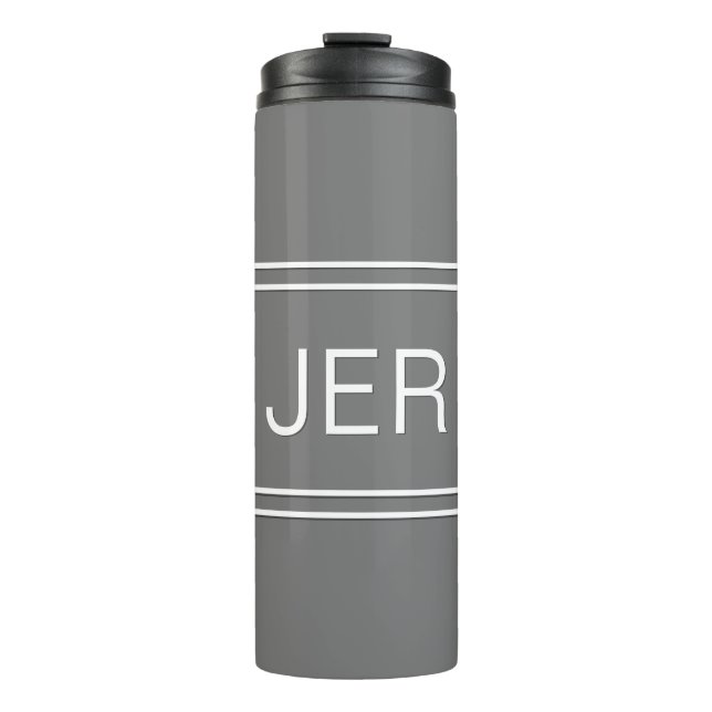 Classic Gray Personalisiert Monogram Initials Drin Thermosbecher (Vorderseite)