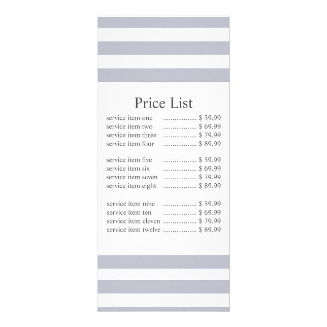 Classic Gray Stripe Business Price Werbekarte (Vorne)