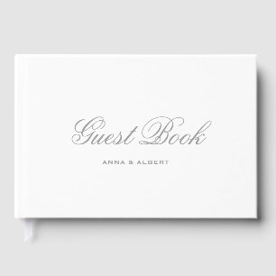 Classic Gray White Bride Groom Wedding Guest Book Gästebuch