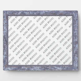 Classic Grayish-Blue Frame Add Photo Plaque Fotoplatte