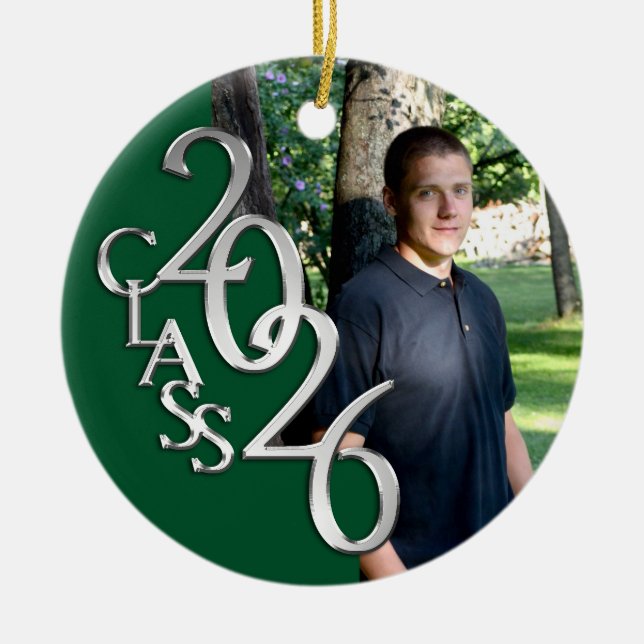 Classic Green 2026 Graduate Photo Keramik Ornament (Vorne)