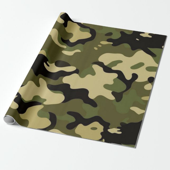 Classic Green and Brown Camouflage Wrapping Paper Geschenkpapier (Ungerollt)