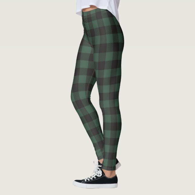 Classic Green Black Buffalo Tartan Kariert Vintag Leggings (Links)