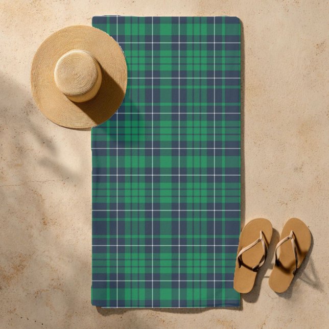 Classic Green Blue Kariert Strandtuch (Classic Green Blue Plaid Beach Towel)