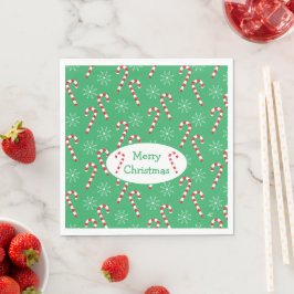 Classic Green Candy Cane und Snowflakes Weihnachte Serviette