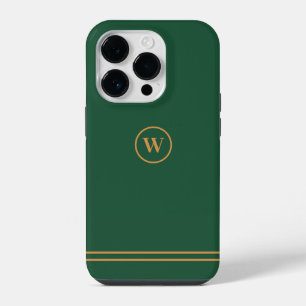 Classic Green Chic Custom Monogram iPhone 14 Pro Hülle