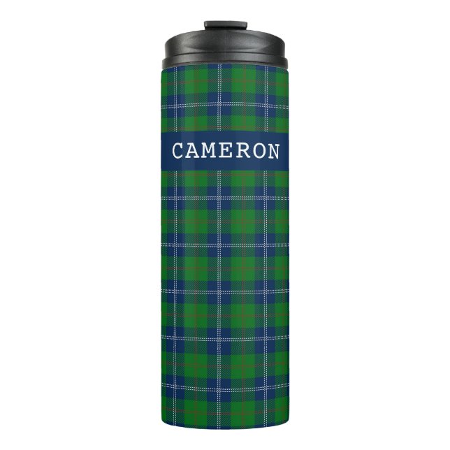Classic Green Christmas Tartan Kariert Personalisi Thermosbecher (Vorderseite)