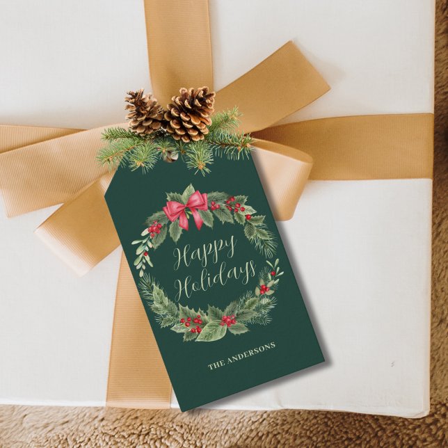 Classic Green Christmas Wreath Geschenkanhänger (Von Creator hochgeladen)