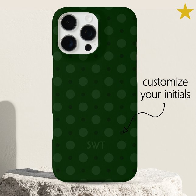 Classic Green Dots Custom Name Initials iPhone 16 Pro Max Hülle (Von Creator hochgeladen)