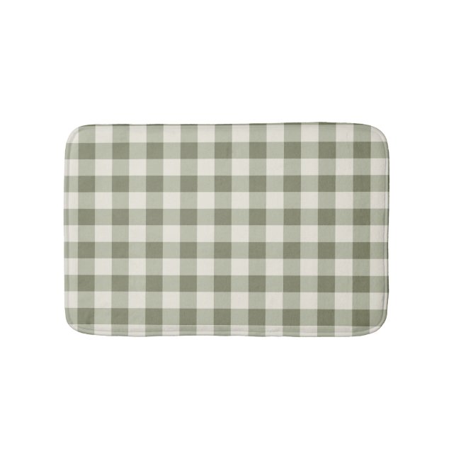 Classic Green Farmhouse Gingham Style Badematte (Vorderseite)