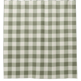 Classic Green Farmhouse Gingham Style Duschvorhang