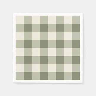 Classic Green Farmhouse Gingham Style Napkins Serviette