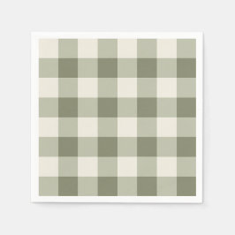 Classic Green Farmhouse Gingham Style Serviette