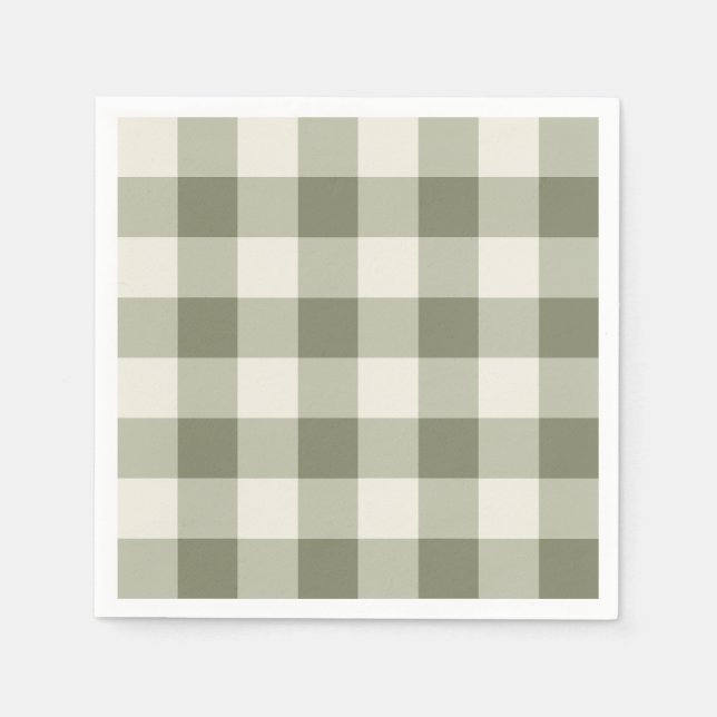 Classic Green Farmhouse Gingham Style Serviette (Vorderseite)