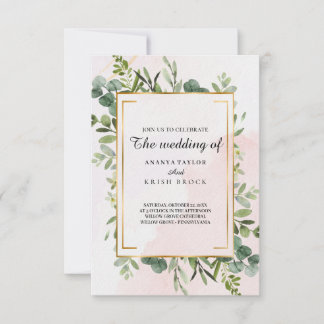 Classic Green Floral Wedding Einladung