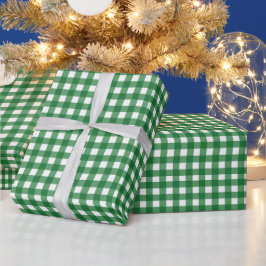 Classic Green Gingham Plaid Christmas Geschenkpapier