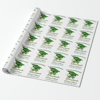 Classic Green Gold Personalisiert Abschluss Geschenkpapier