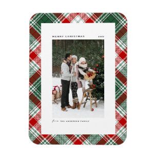 Classic Green Kariert Pattern Frohe Weihnachten Fo Magnet