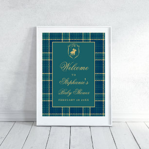 Classic Green Kariert Polo Reittier Baby Dusche Poster