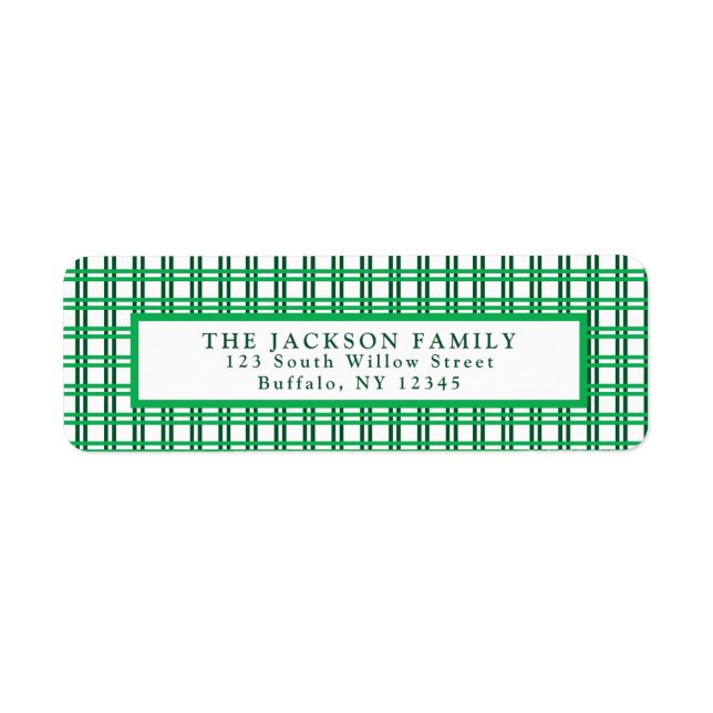 Classic Green Kariert Return Address Label (Vorne)