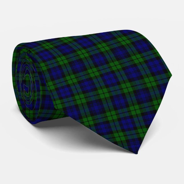 Classic Green & Navy Blackwatch Tartan Kariert Krawatte (Gerollt)