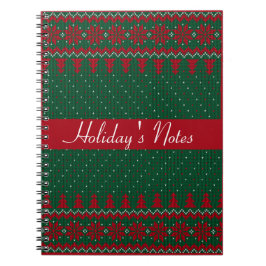 Classic Green & Red Crisscross Spiral Notebook Notizblock