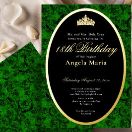 Classic Green Roses 18th Birthday Debut Gold Folieneinladung