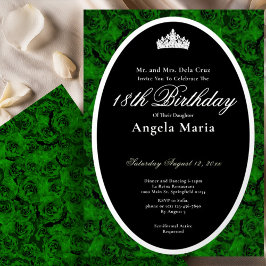 Classic Green Roses 18th Birthday Debut Silver Folieneinladung