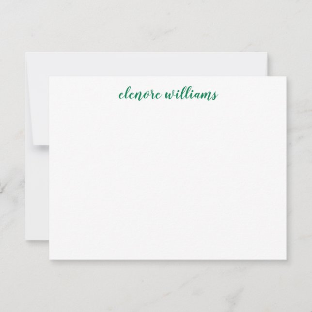 Classic Green Stilvoll Moderne Elegante Preppy Scr Mitteilungskarte (Vorderseite)