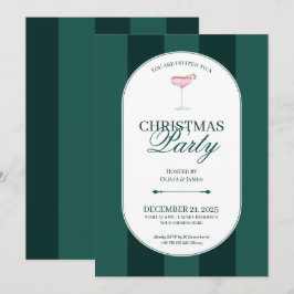 Classic green stripe Christmas Invitation Einladung