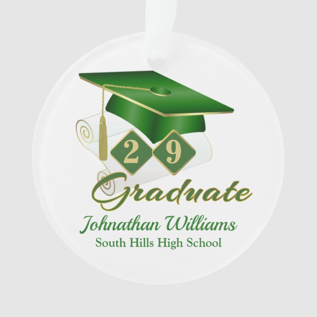 Classic Green und Gold 20xx Graduate Foto Ornament (Vorderseite)