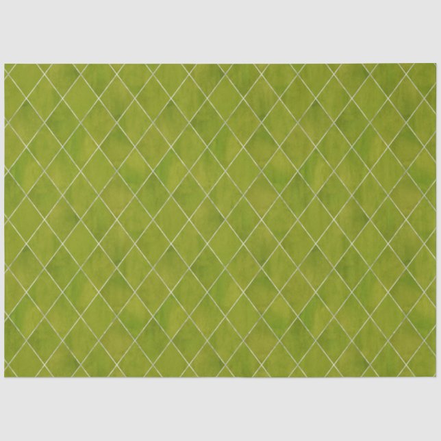 Classic Green Velvet Raute Muster Luxus Seidenpapier (Vorderseite)
