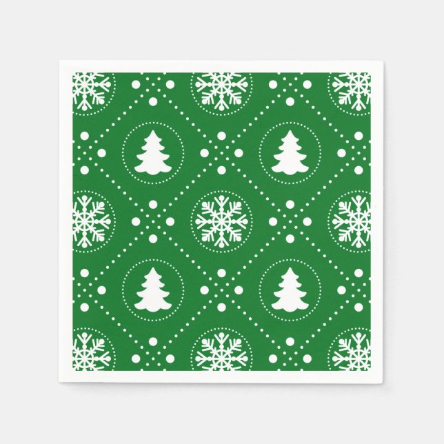 Classic Green White Christmas Pattern Serviette (Vorderseite)