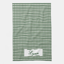 Classic Green & White Gingham | Personalized Name