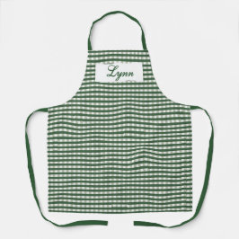 Classic Green & White Gingham | Personalized Name Schürze