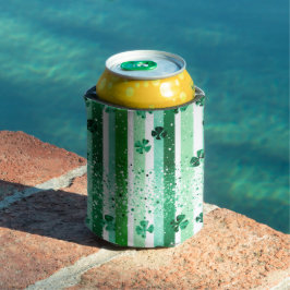 Classic Green White Vertical Stripes Shamrocks Dosenkühler