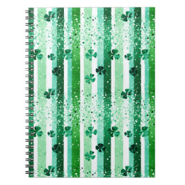 Classic Green White Vertical Stripes Shamrocks Notizblock