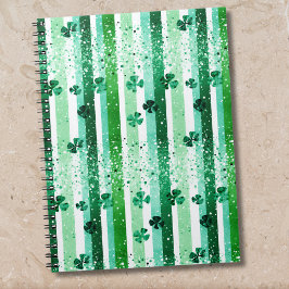 Classic Green White Vertical Stripes Shamrocks Notizblock