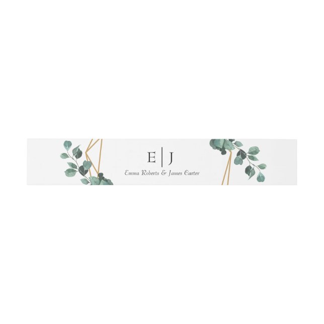 Classic Greenery Monogram Invitation Belly Band (Flach)