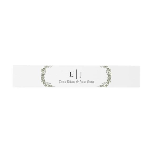 Classic Greenery Monogram Invitation Bly Band (Flach)