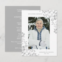Classic Grey Floral Funeral Service Dear One Photo Mitteilungskarte
